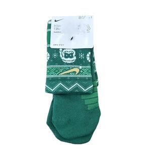 NWT Nike Elite Christmas Green Dri Fit Crew Socks Unisex 5Y-7Y W6-10 M6-8